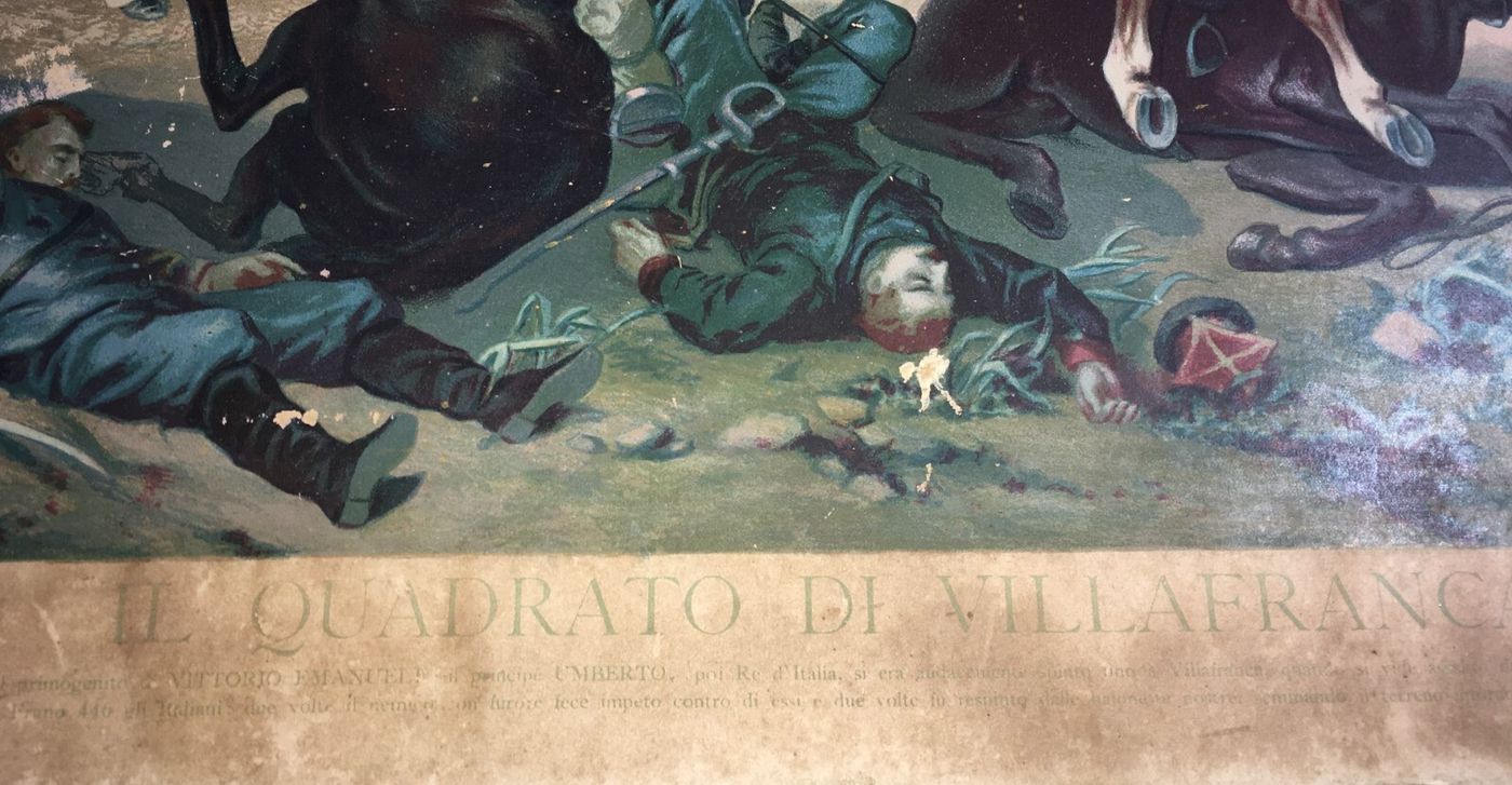 Il Quadrato Di Villafranca: Grande Cromolitografia Risorgimentale Di Stanislao Grimaldi