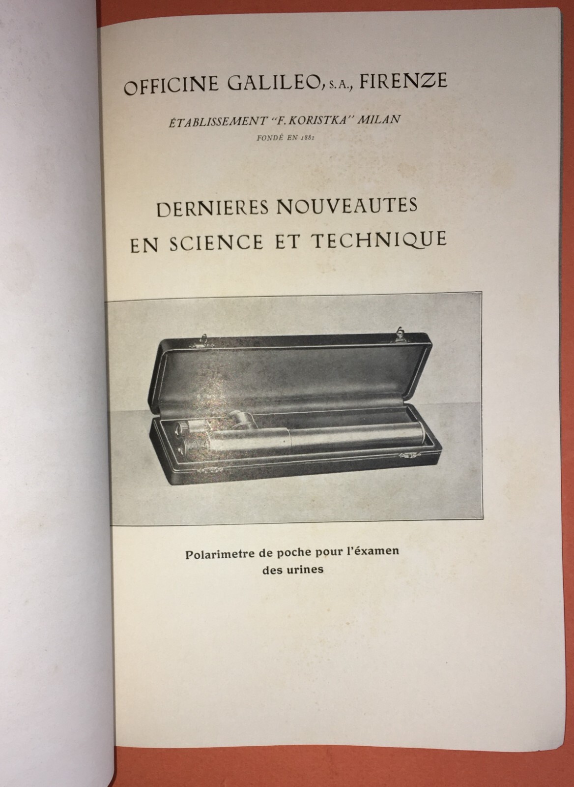 Scienza, Tecnica, Ottica, Microscopia   Koristka, Officine Galileo   Catalogo, 1931