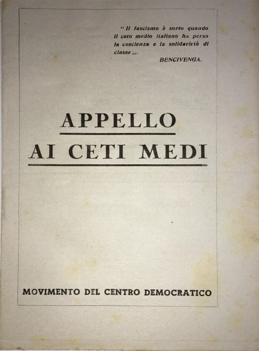Appello ai Ceti Medi. Politica, Economia, Lavoro e Antifascismo