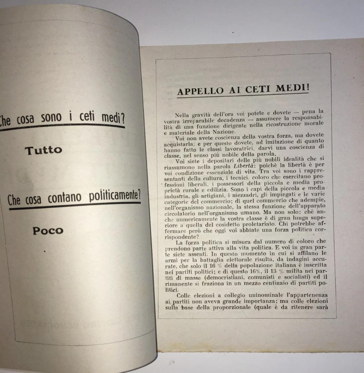 Appello ai Ceti Medi. Politica, Economia, Lavoro e Antifascismo