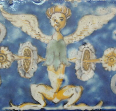 Antica Mattonella In Maiolica Napoletana. Motivi Allegorici. Riggiola Giustiniani