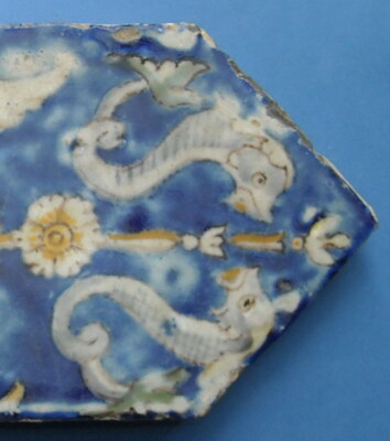 Antica Mattonella In Maiolica Napoletana. Motivi Allegorici. Riggiola Giustiniani