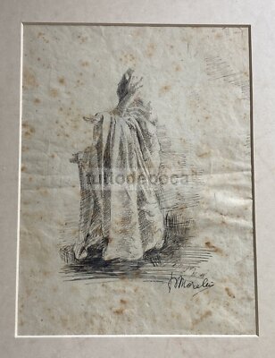 Domenico Morelli (1826 1901), Disegno A China Raffigurante Figura In Tunica