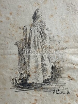 Domenico Morelli (1826 1901), Disegno A China Raffigurante Figura In Tunica