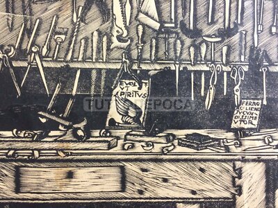 Marche: Bruno Da Osimo. Xilografia Originale "La Bottega Di Mio Padre" (Biennale Di Venezia)