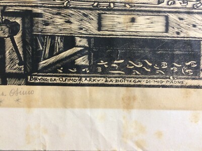 Marche: Bruno Da Osimo. Xilografia Originale "La Bottega Di Mio Padre" (Biennale Di Venezia)