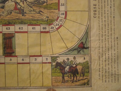 Sport, Equitazione, Ippodromo, Cavalli Con Fantini: Stampa d'Epoca E Gioco