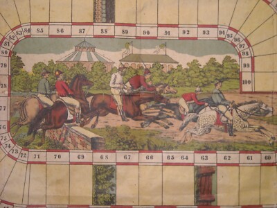 Sport, Equitazione, Ippodromo, Cavalli Con Fantini: Stampa d'Epoca E Gioco