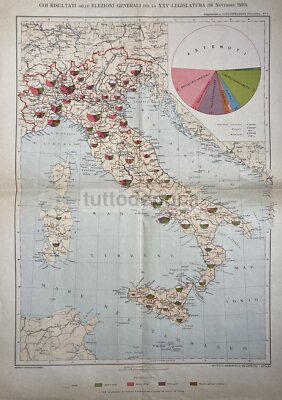 Politica Elezioni 1919, Collegi Elettorali, Grande Mappa Geografica, Astenuti, Malta