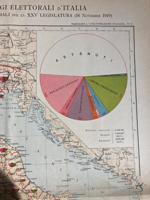 Politica Elezioni 1919, Collegi Elettorali, Grande Mappa Geografica, Astenuti, Malta