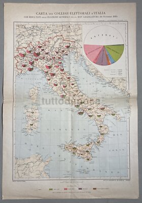 Politica Elezioni 1919, Collegi Elettorali, Grande Mappa Geografica, Astenuti, Malta