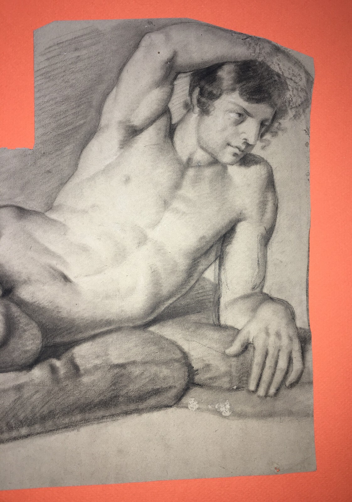 Disegno Antico Di Nudo Maschile   Bozzetto Accademico