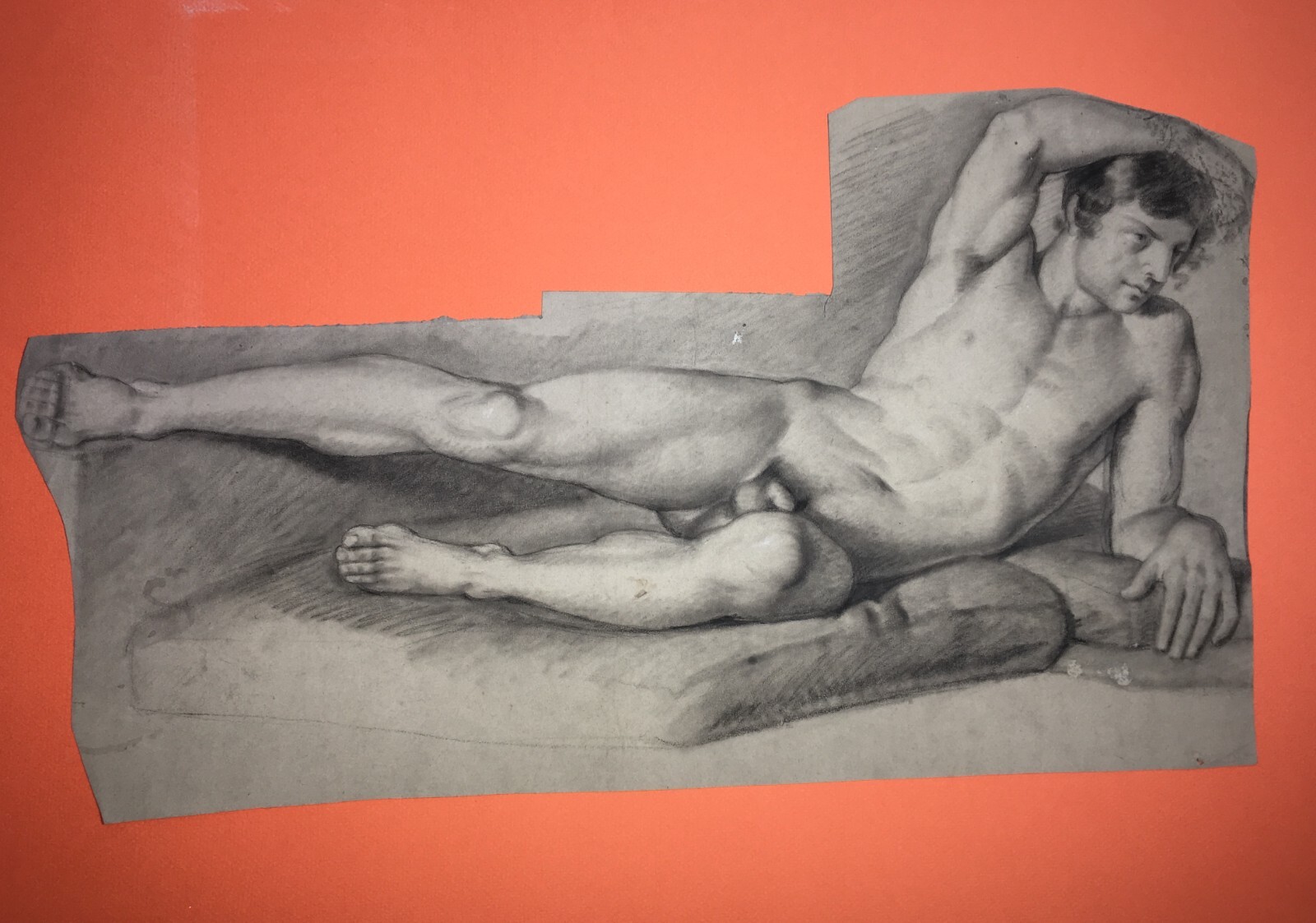 Disegno Antico Di Nudo Maschile   Bozzetto Accademico