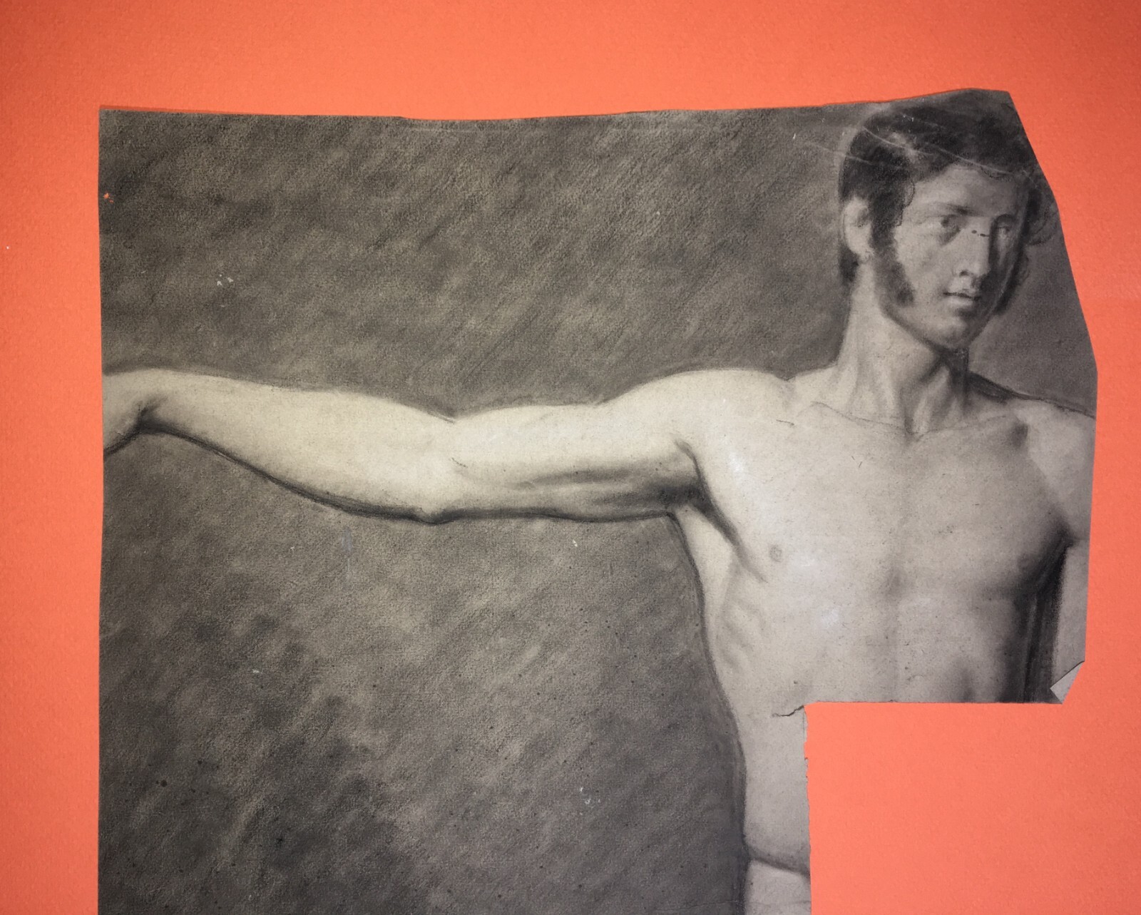 Disegno Antico Di Nudo Maschile   Bozzetto Accademico