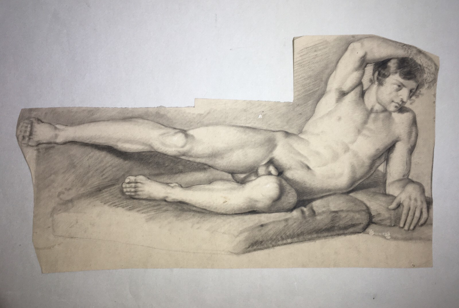 Disegno Antico Di Nudo Maschile   Bozzetto Accademico