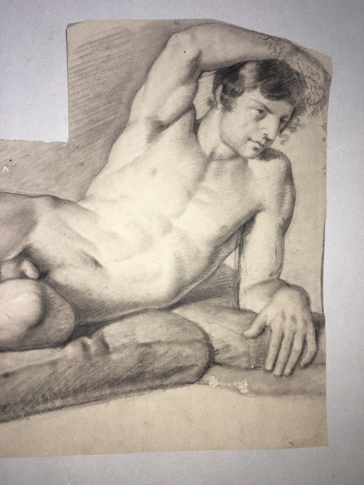 Disegno Antico Di Nudo Maschile   Bozzetto Accademico