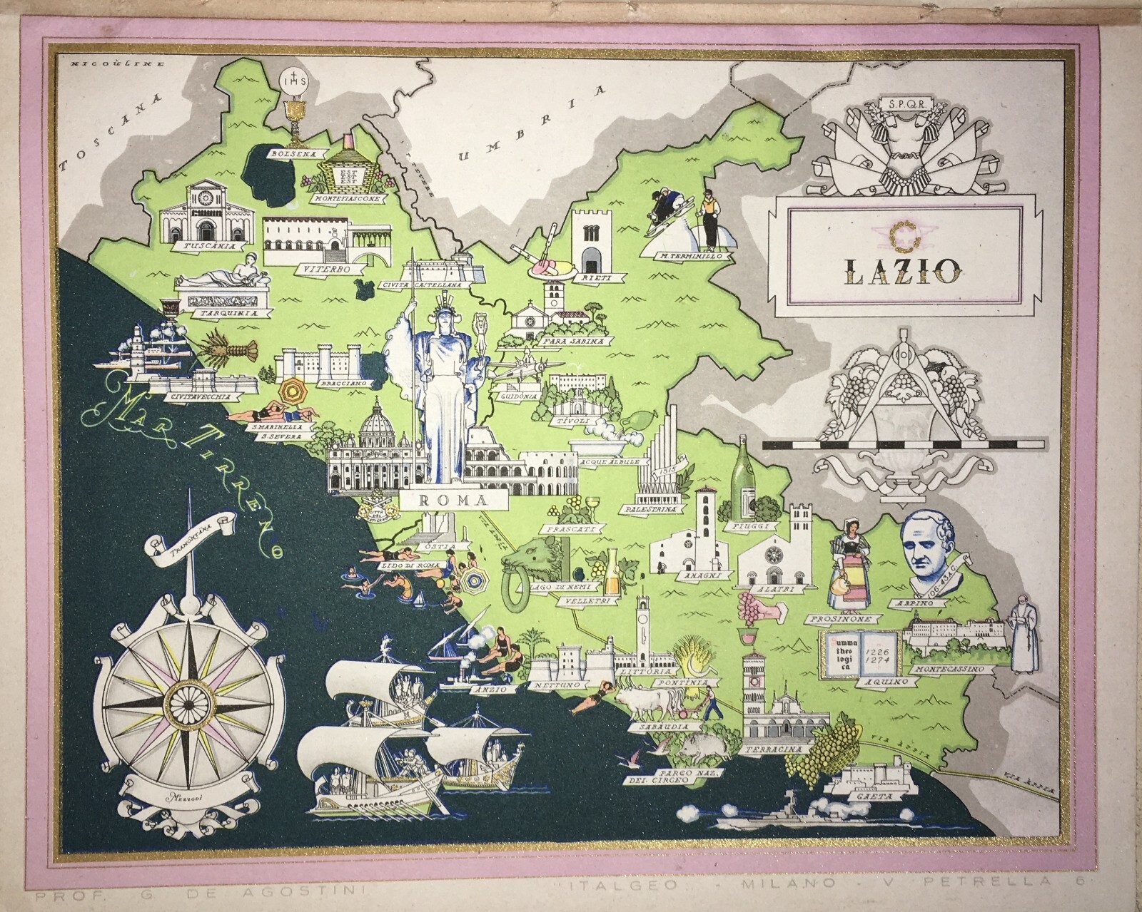 Lazio: Mappa Cartografica Artistica Di Vsevolode Nicouline