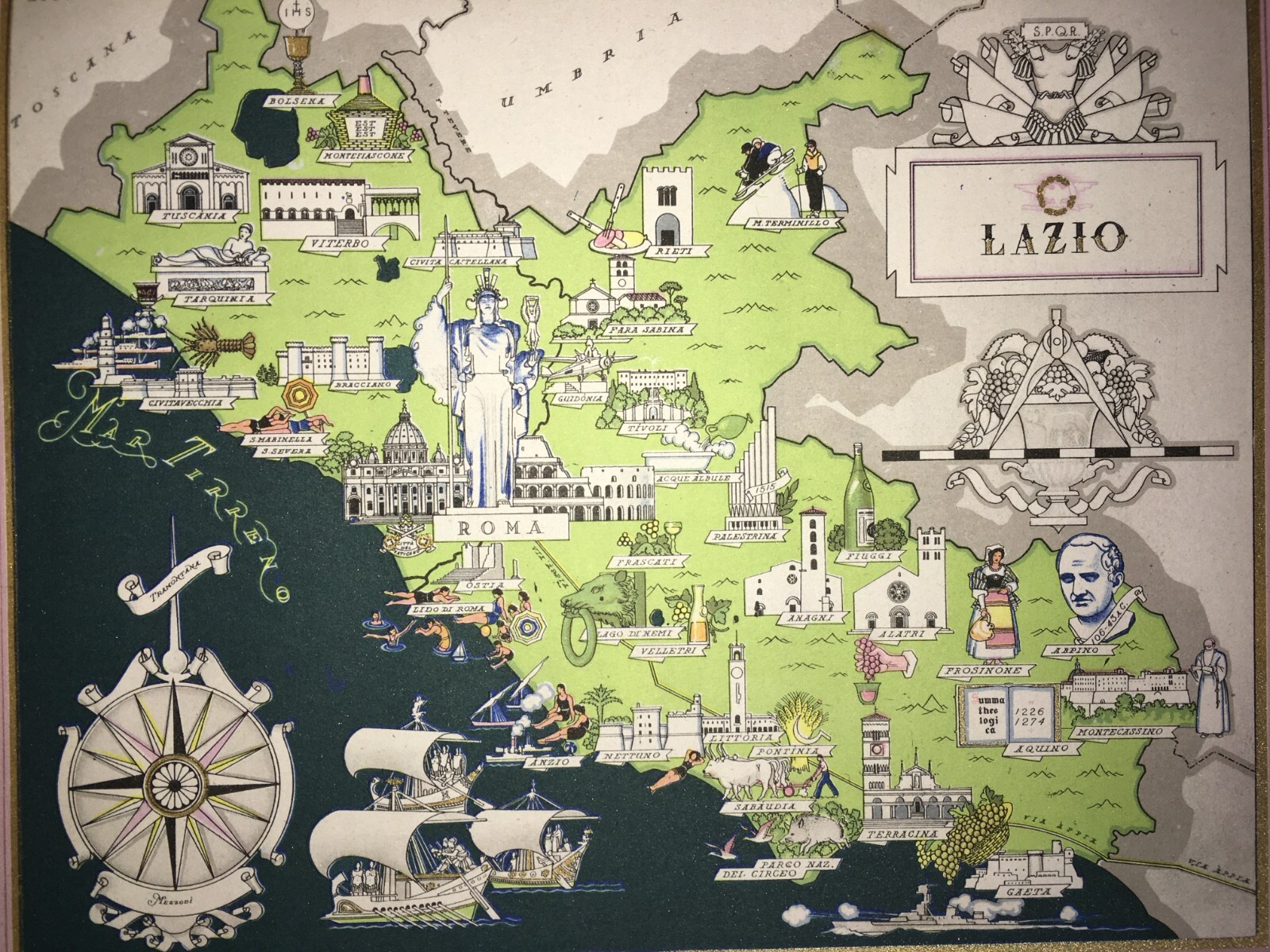 Lazio: Mappa Cartografica Artistica Di Vsevolode Nicouline