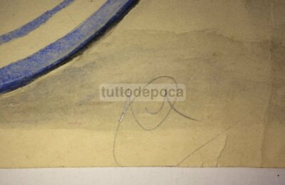 Bozzetto Decorativo Per Ceramica, Dipinto Siglato, Epoca Gio Ponti