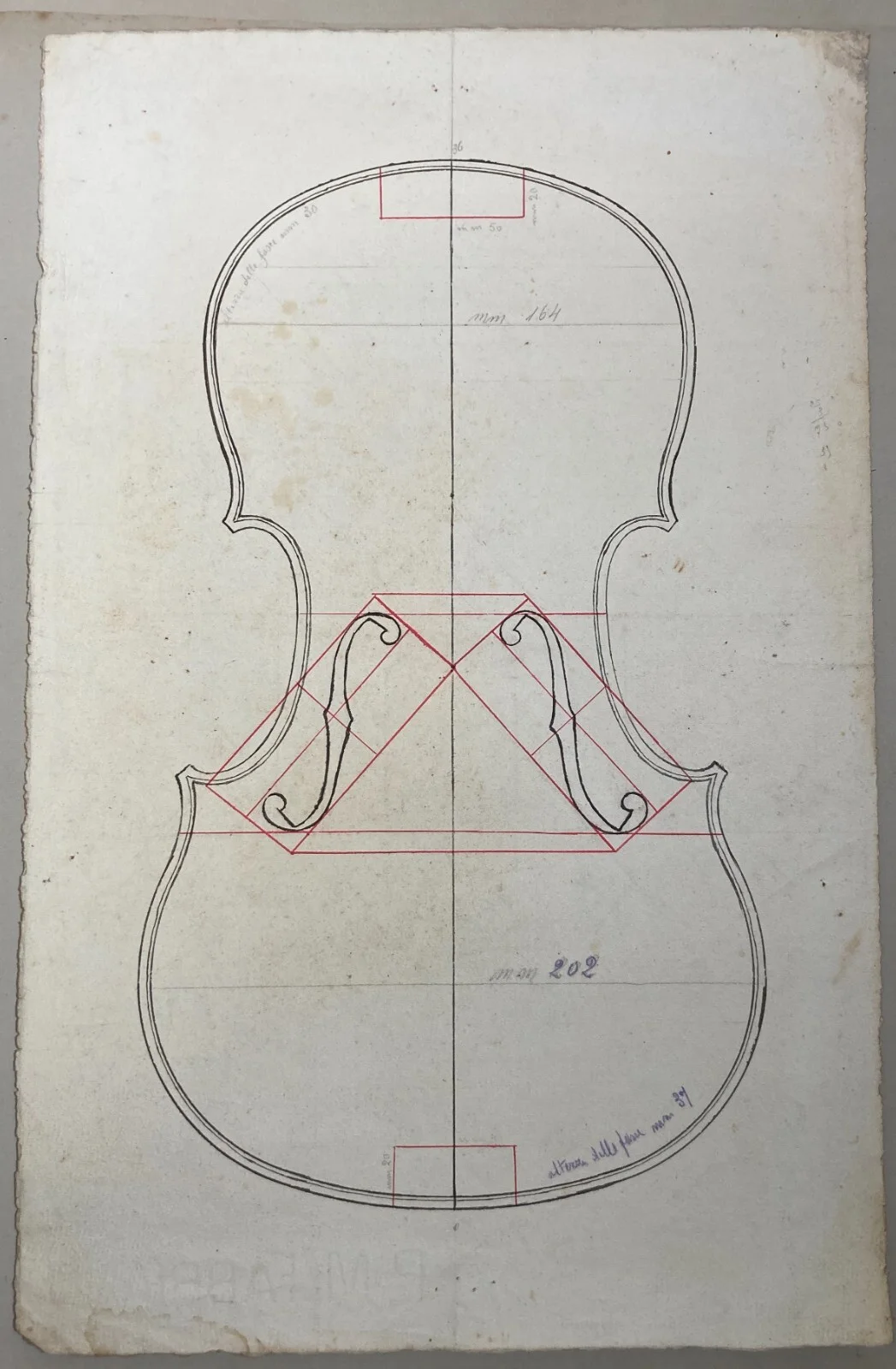 Music: Violin Making, Antique Violin Designs. Original Drawings on Two Vintage Sheets
