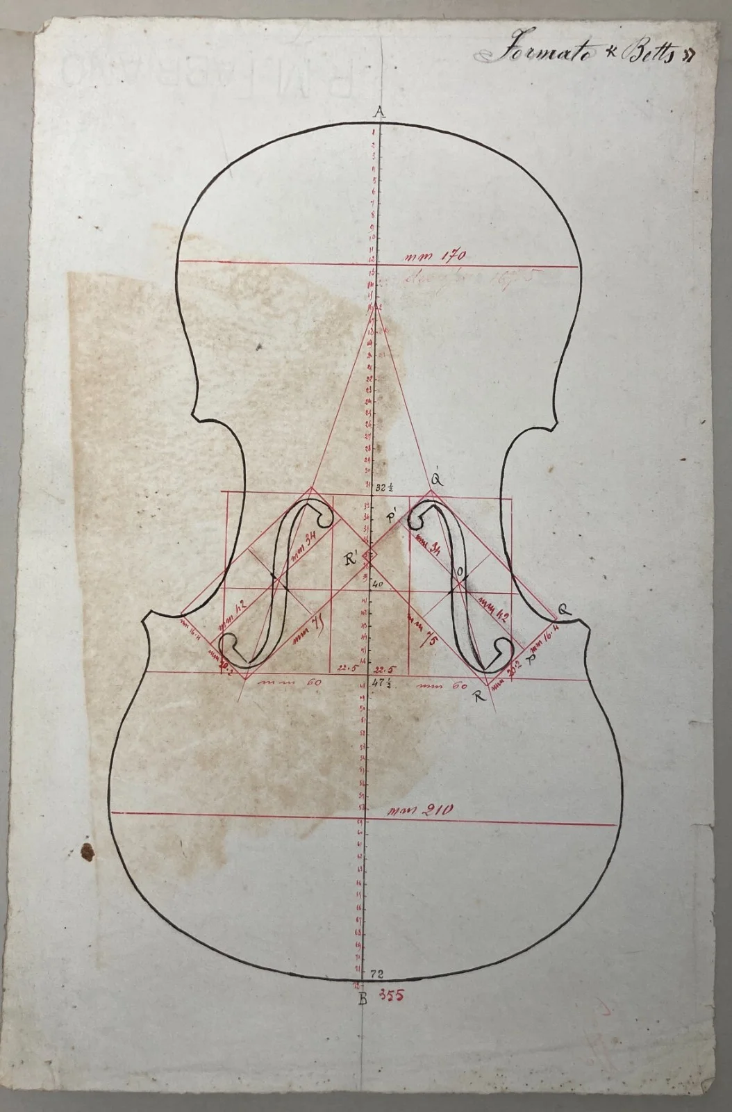 Music: Violin Making, Antique Violin Designs. Original Drawings on Two Vintage Sheets