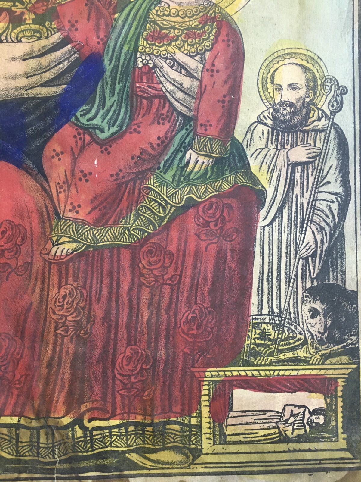 Antica Stampa Popolare Devozionale Madonna Di Montevergine Irpinia