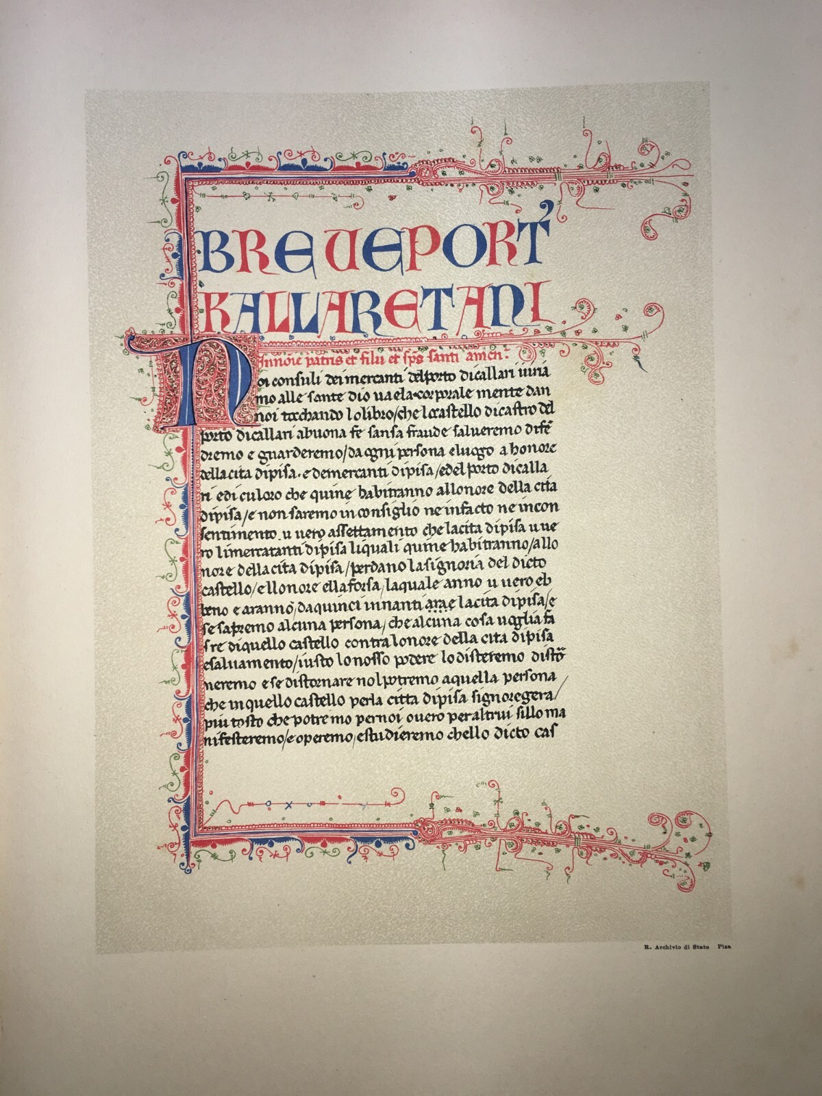 Sardegna: Porto Di Cagliari. Assicurazioni Medievali E Pagina Miniata. Stampa d'Epoca