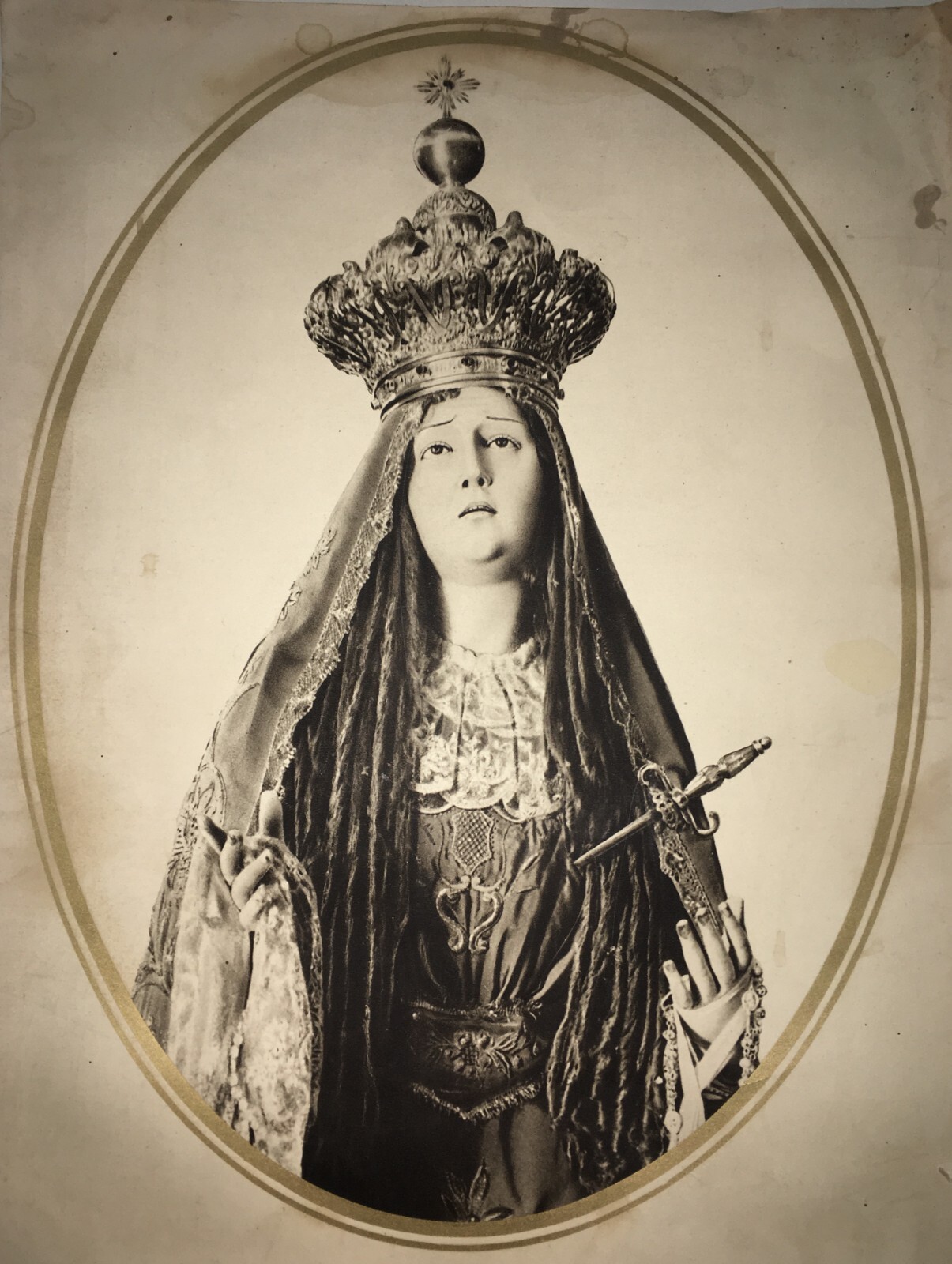 Arte: Iconografia Popolare Devozionale   Madonna Dell'Addolorata   Antica Stampa