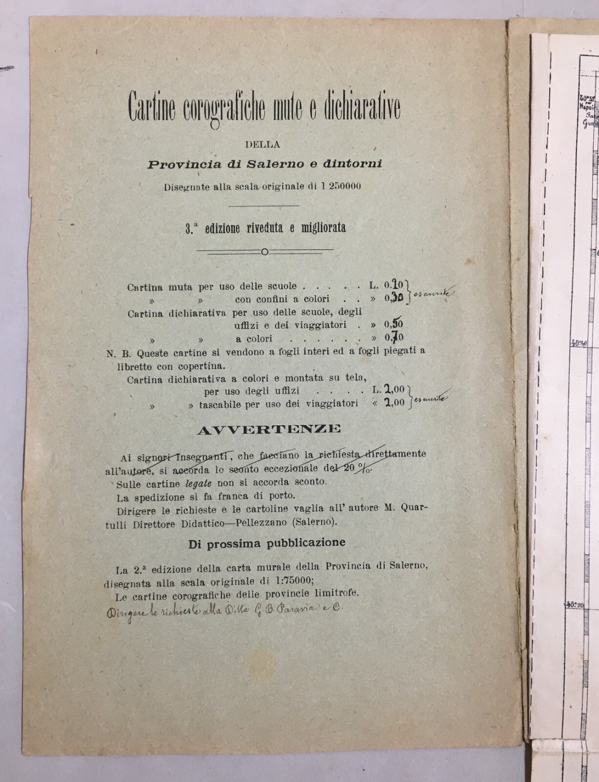 Antica Cartografia Della Provincia Di Salerno E Della Basilicata M. Quartulli