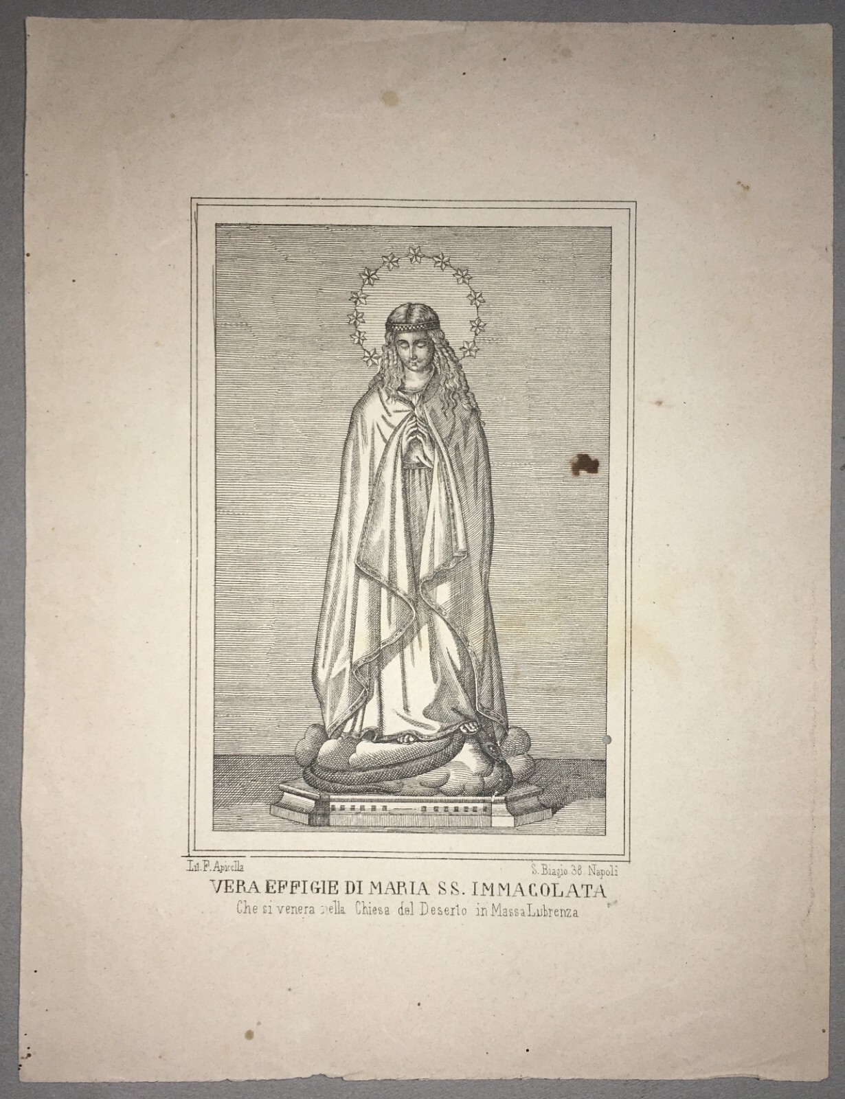 Napoli, Massa Lubrense: Antica Stampa Popolare Devozionale, Maria SS. Immacolata, Apicella