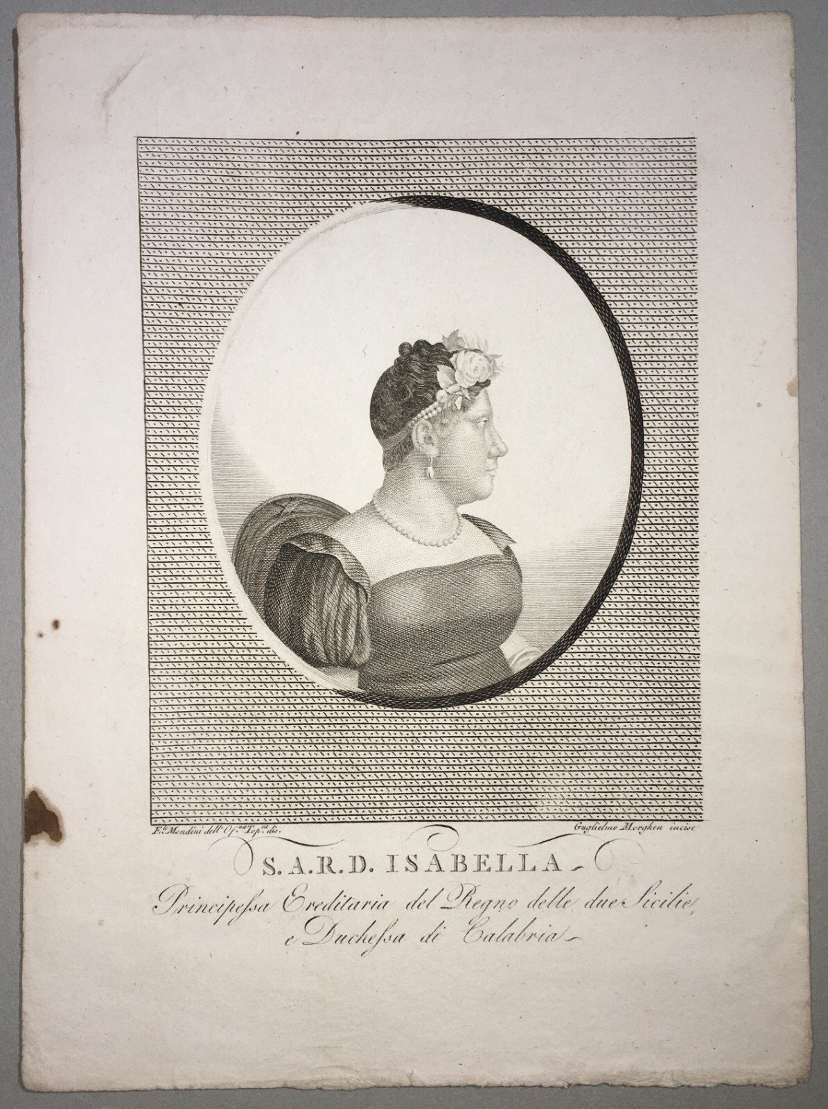 Regno Delle Due Sicilie, Calabria: Ritratto Della Principessa Isabella   Mondini, Morghen