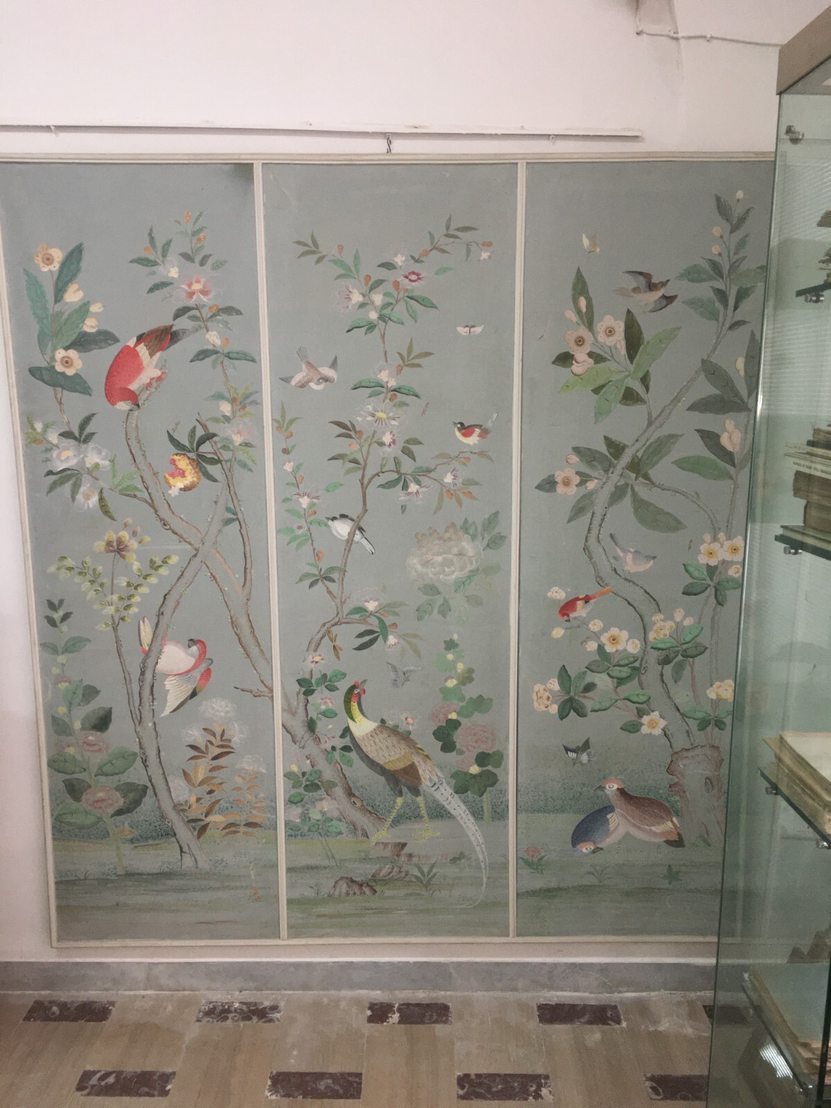 Artistico E Decorativo Grande Dipinto   Fiori E Uccelli   Pannello Con Tre Scene