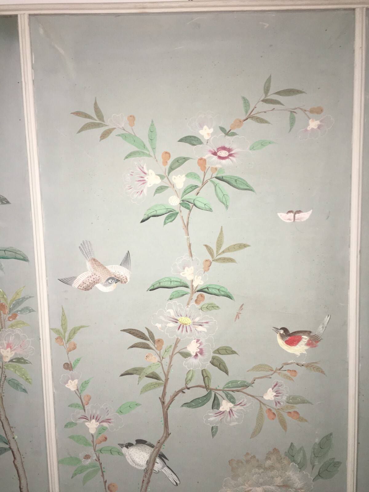 Artistico E Decorativo Grande Dipinto   Fiori E Uccelli   Pannello Con Tre Scene