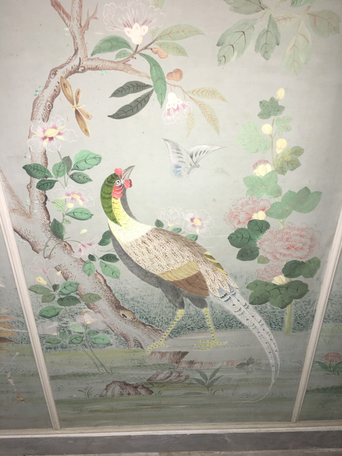 Artistico E Decorativo Grande Dipinto   Fiori E Uccelli   Pannello Con Tre Scene