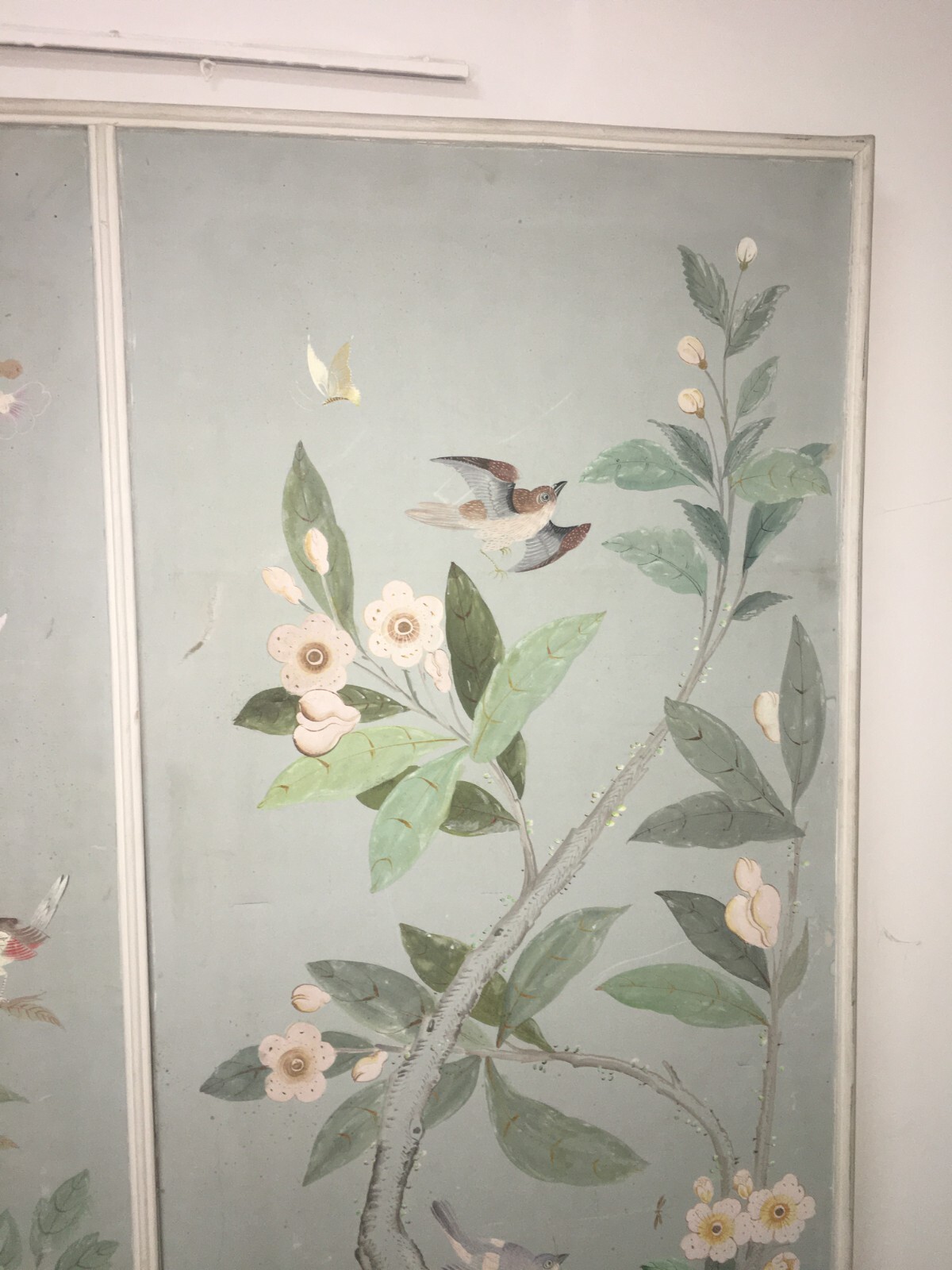 Artistico E Decorativo Grande Dipinto   Fiori E Uccelli   Pannello Con Tre Scene
