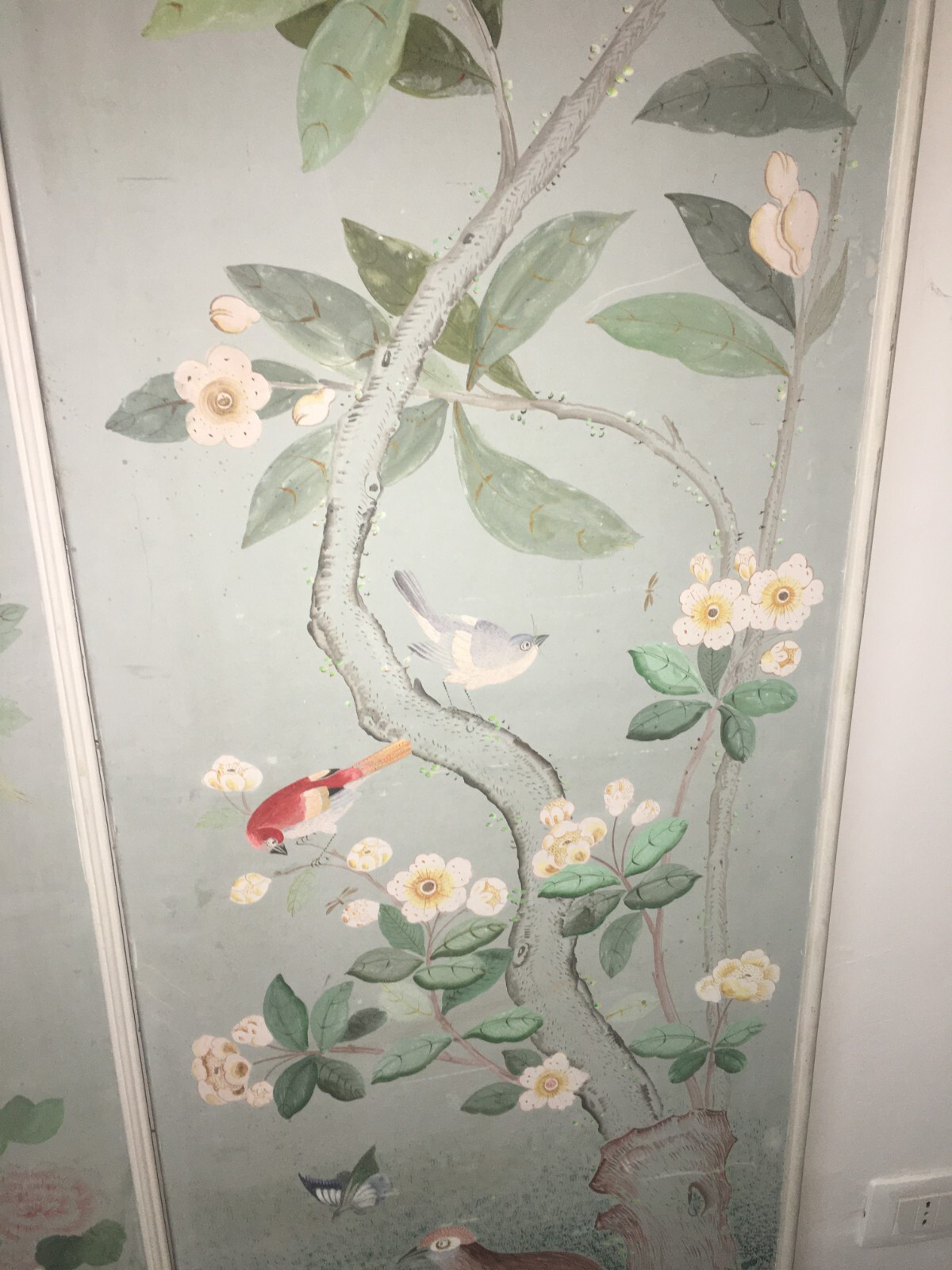Artistico E Decorativo Grande Dipinto   Fiori E Uccelli   Pannello Con Tre Scene