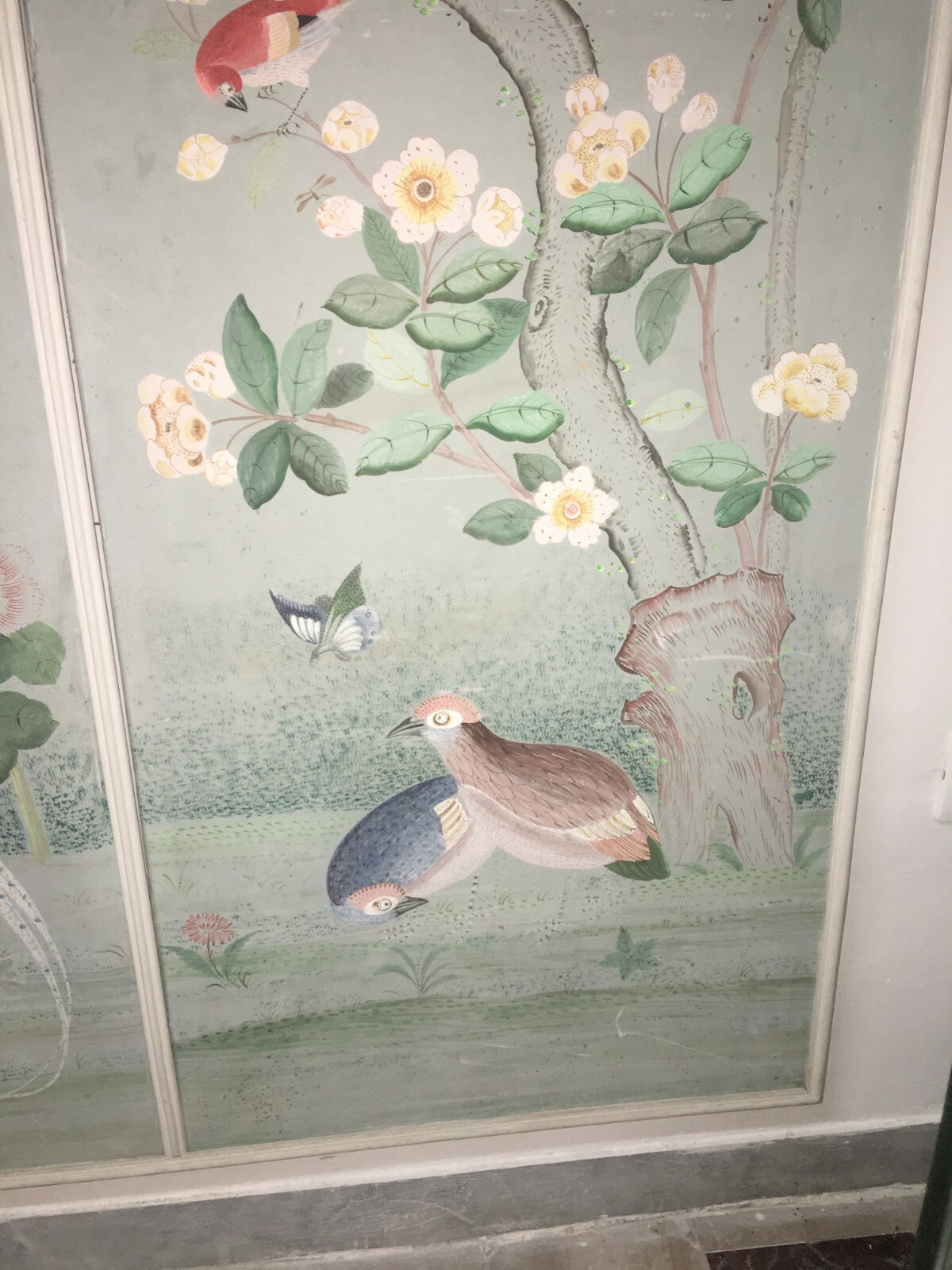 Artistico E Decorativo Grande Dipinto   Fiori E Uccelli   Pannello Con Tre Scene