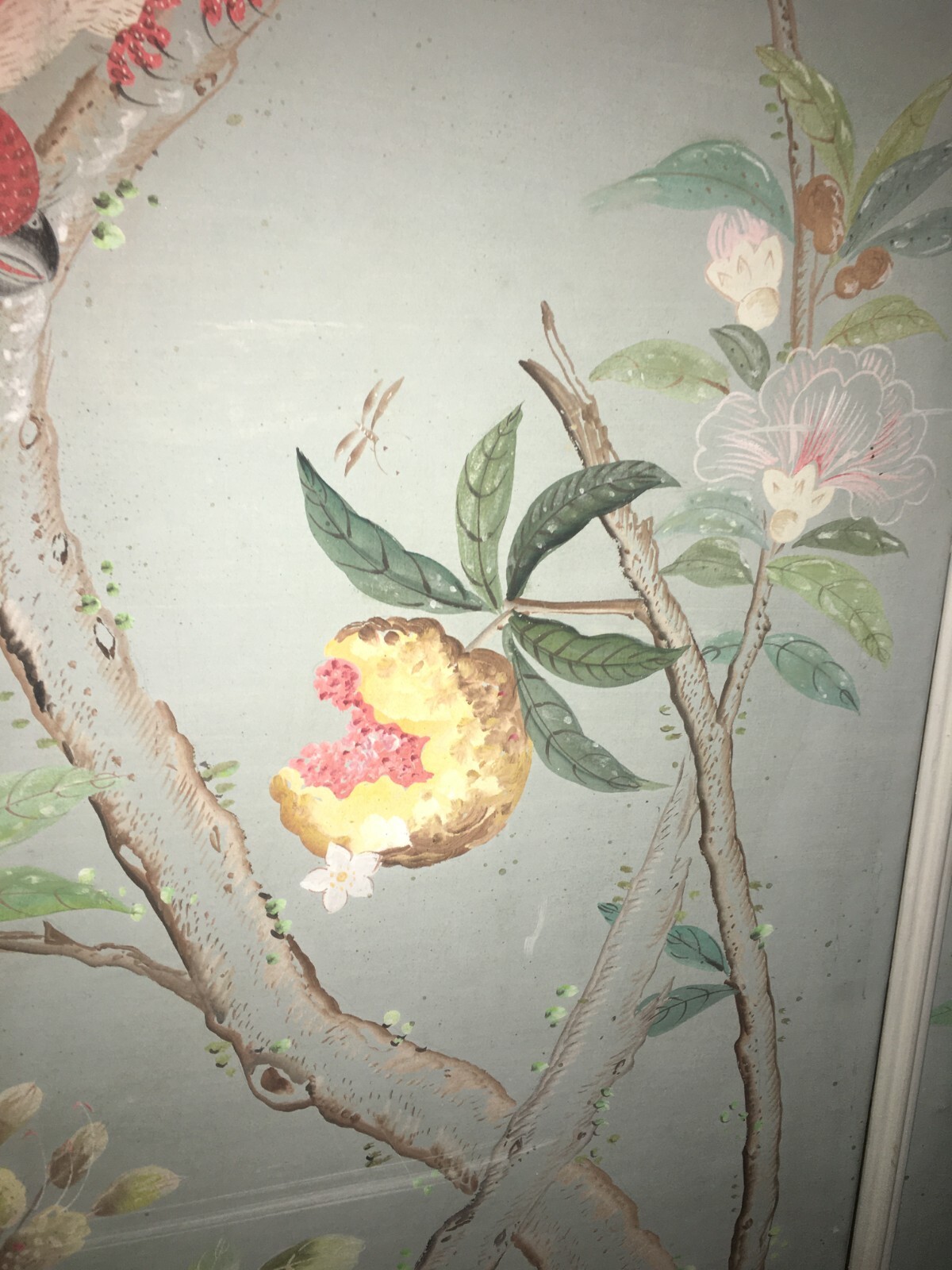 Artistico E Decorativo Grande Dipinto   Fiori E Uccelli   Pannello Con Tre Scene