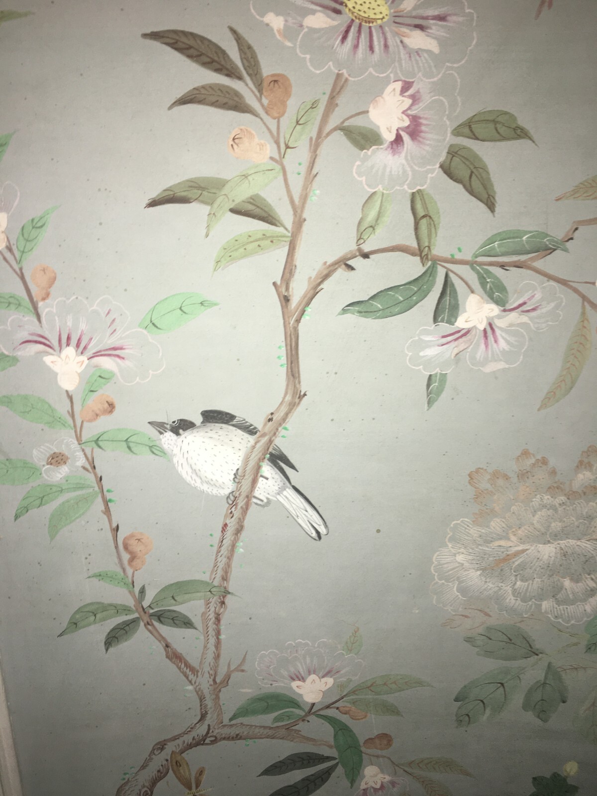 Artistico E Decorativo Grande Dipinto   Fiori E Uccelli   Pannello Con Tre Scene