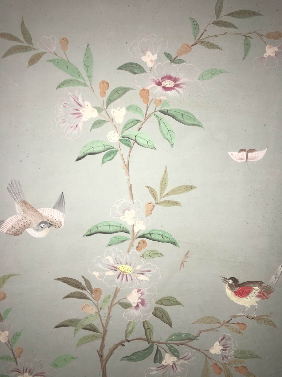 Artistico E Decorativo Grande Dipinto   Fiori E Uccelli   Pannello Con Tre Scene