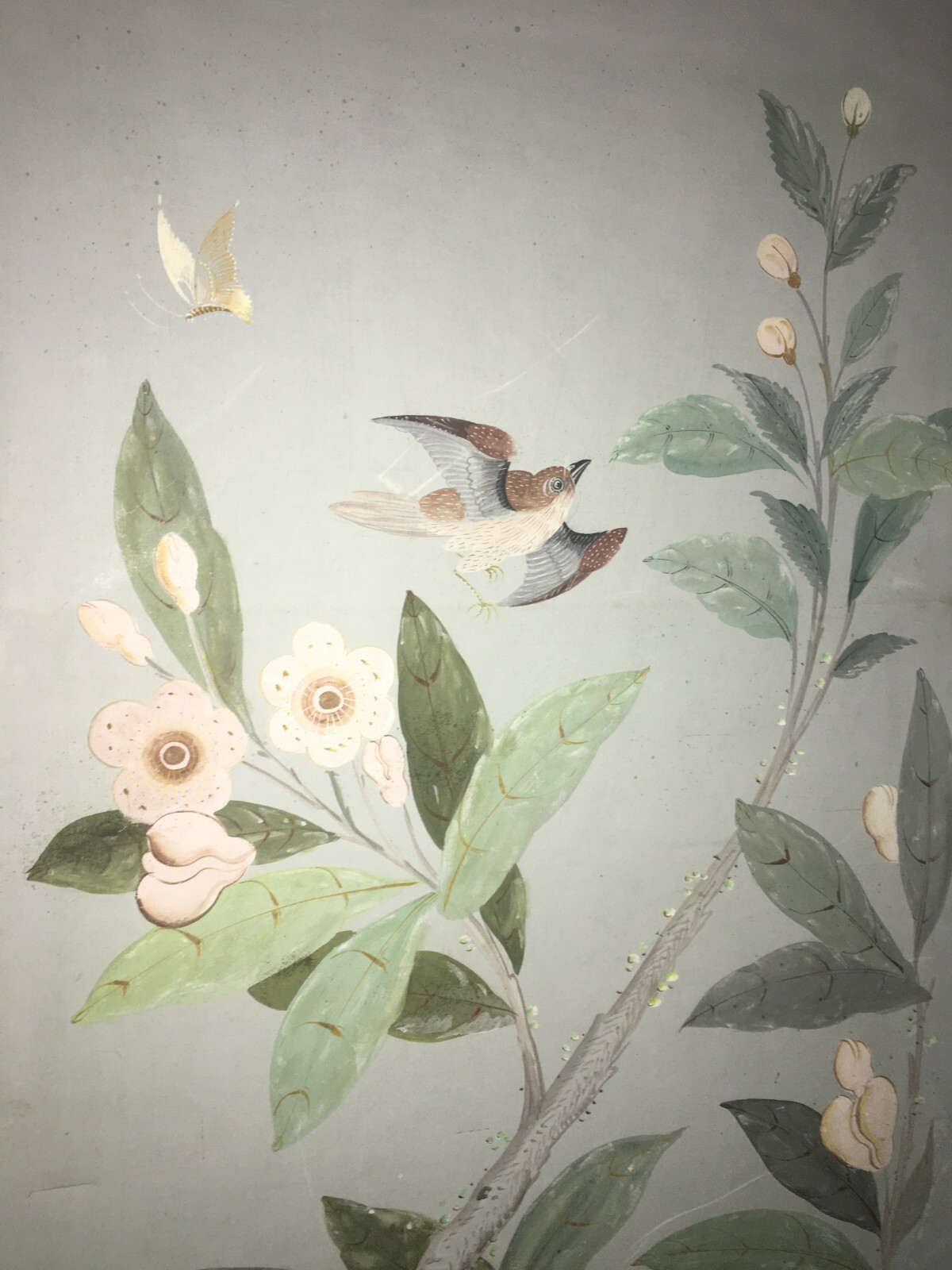 Artistico E Decorativo Grande Dipinto   Fiori E Uccelli   Pannello Con Tre Scene