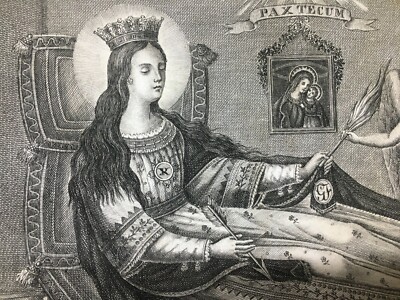 Arte Devozionale Napoletana: Stampa Antica Di Santa Filomena Con Angeli