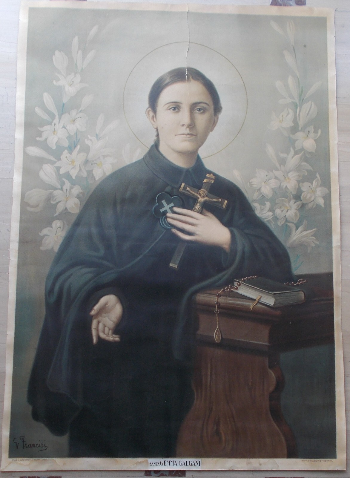 Grande Stampa Popolare Devozionale Di Santa Gemma Galgani, 1933