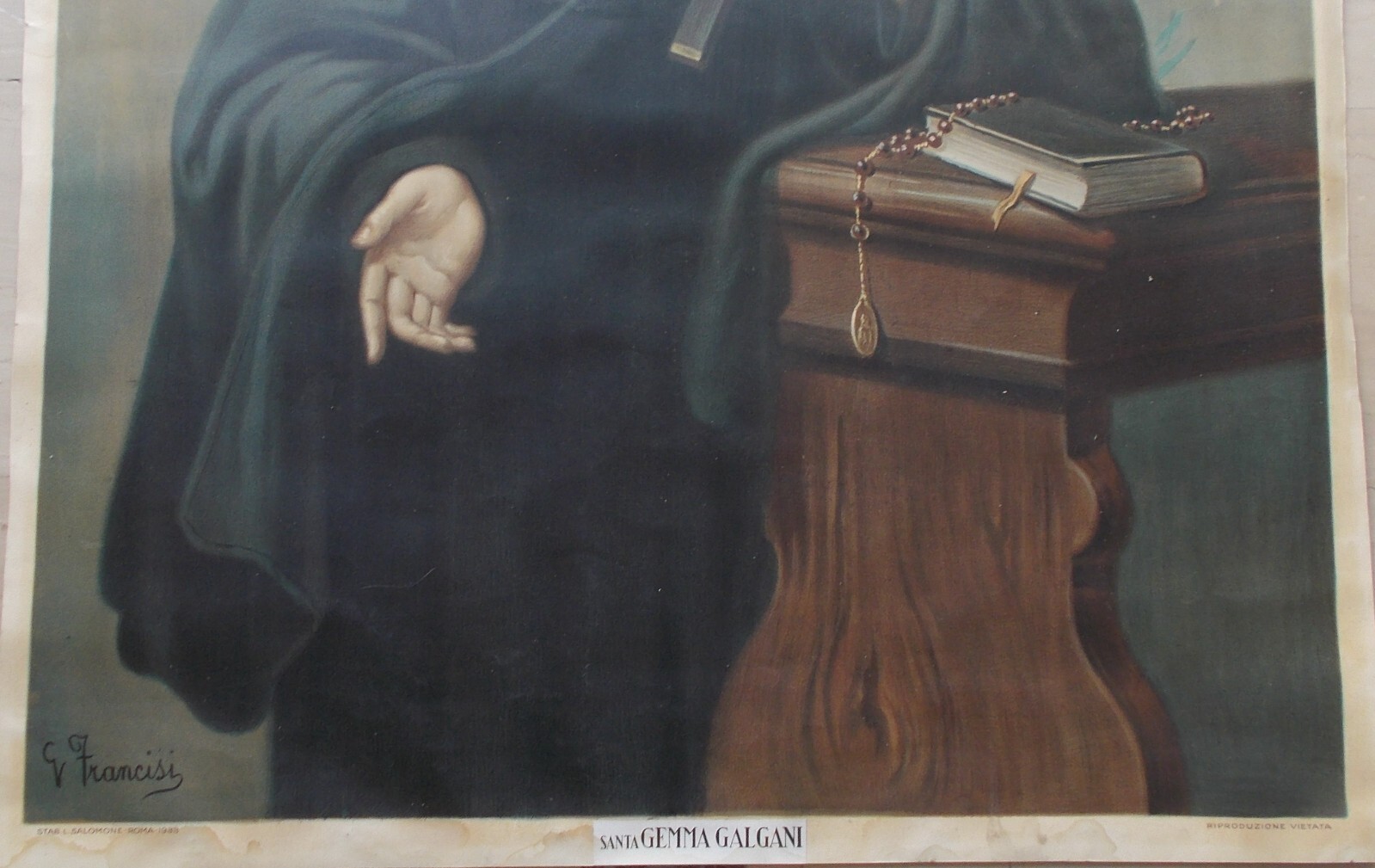 Grande Stampa Popolare Devozionale Di Santa Gemma Galgani, 1933