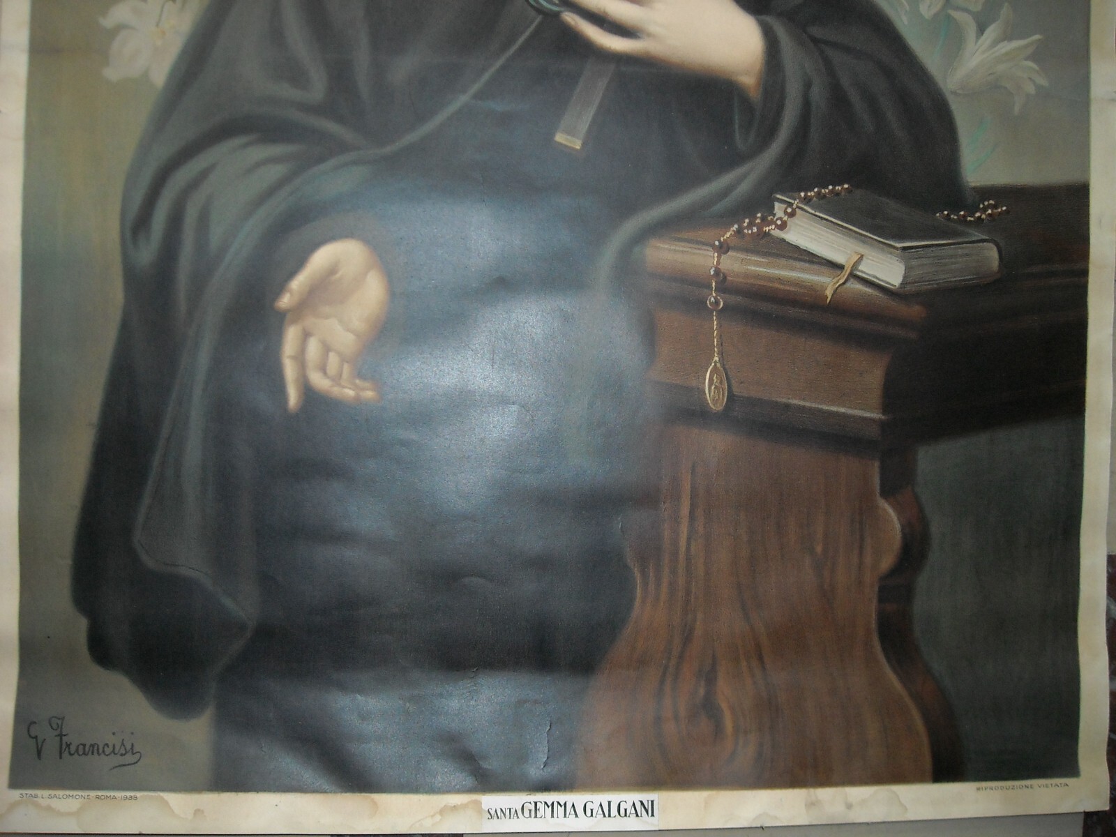 Grande Stampa Popolare Devozionale Di Santa Gemma Galgani, 1933