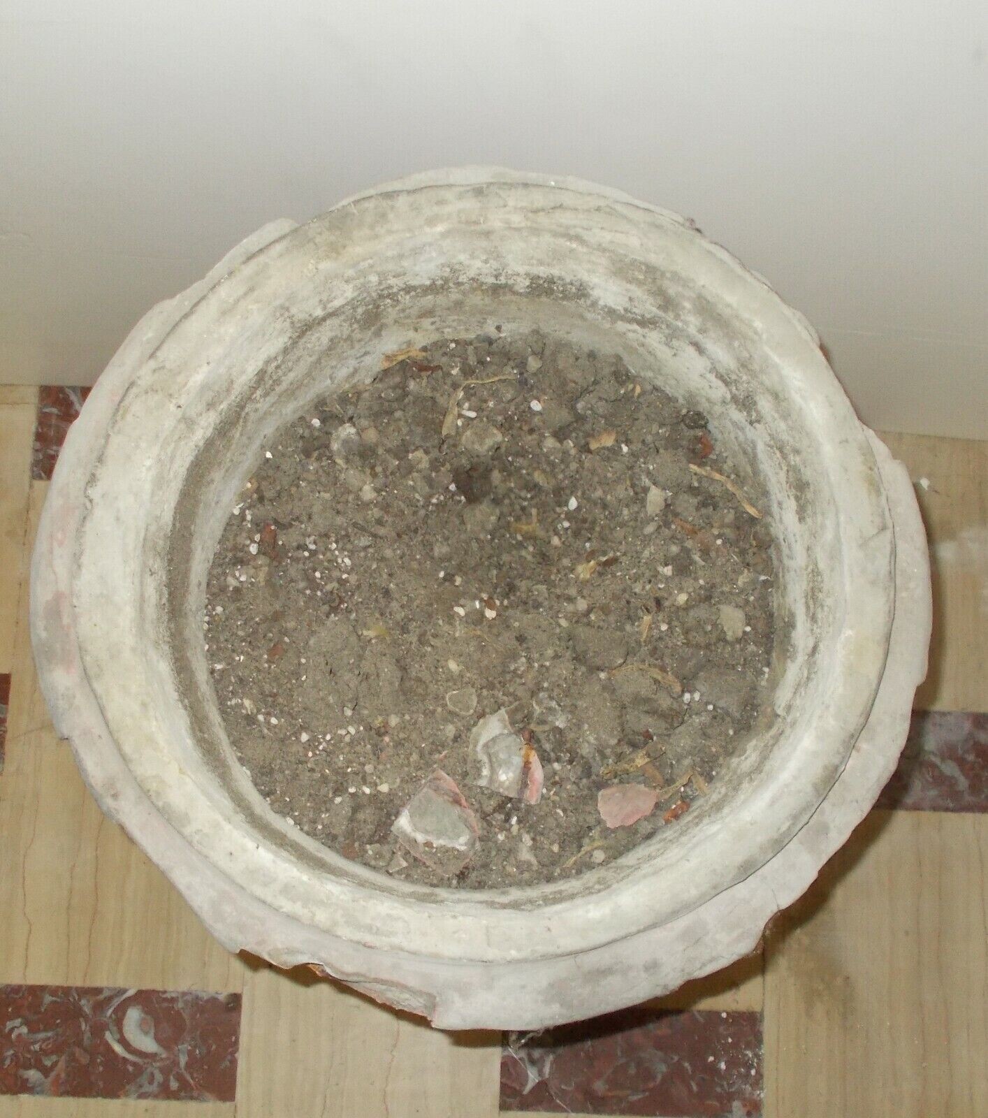Vaso Decorativo Figurato Per Piante In Cemento, Anni '30