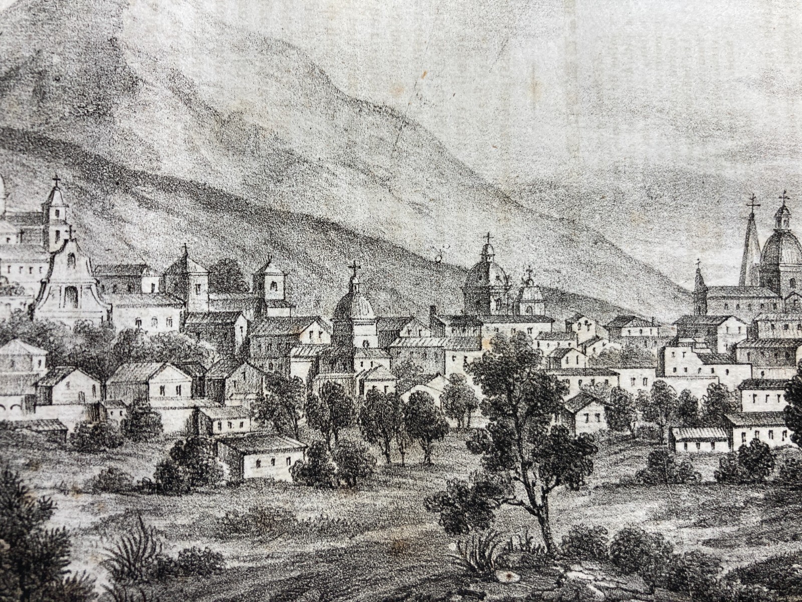 Sicilia, Catania, Acireale: Antica Veduta Panoramica, Palazzi E Chiese, Etna, Lito '800
