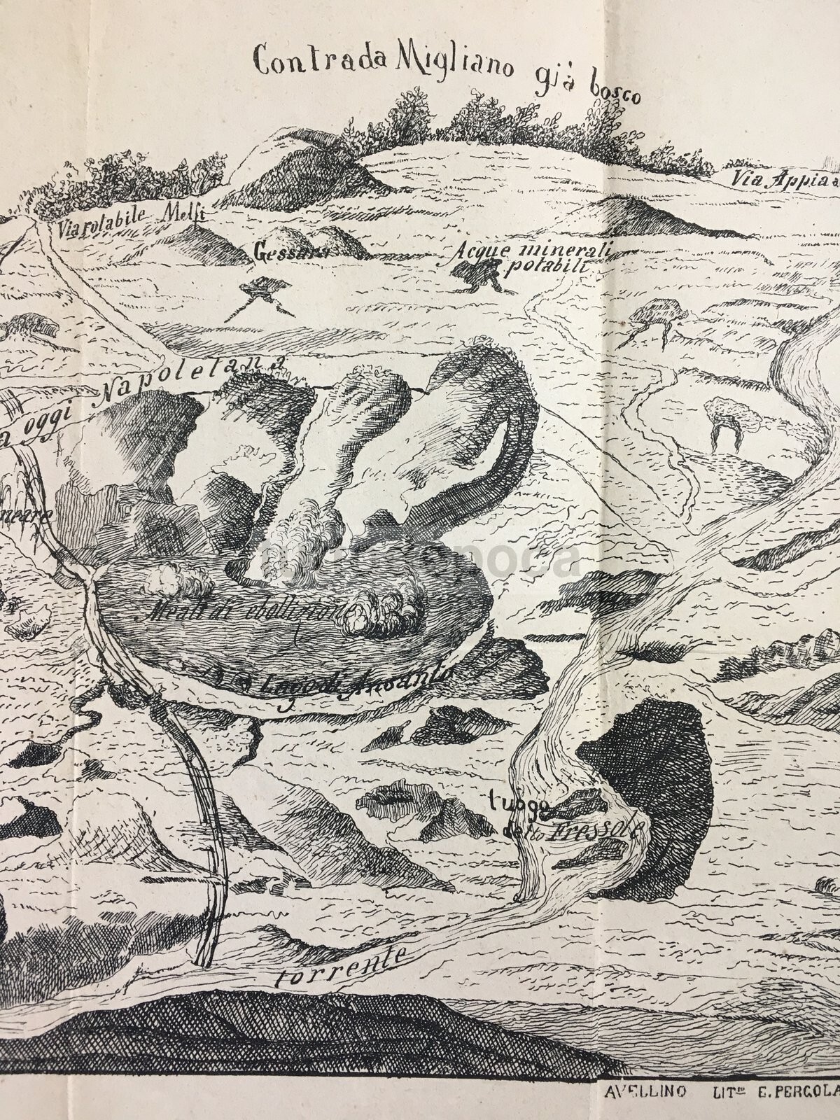Irpinia   Valle Di Ansanto   Mefite   Villamaina   Frigento   Antica Mappa Topografica