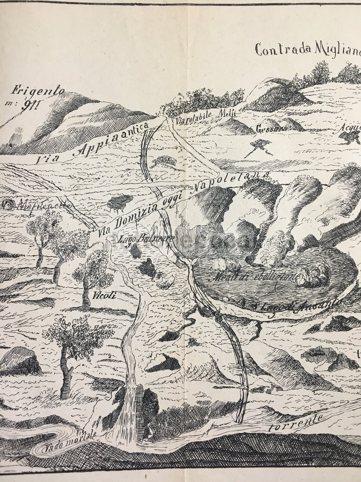 Irpinia   Valle Di Ansanto   Mefite   Villamaina   Frigento   Antica Mappa Topografica