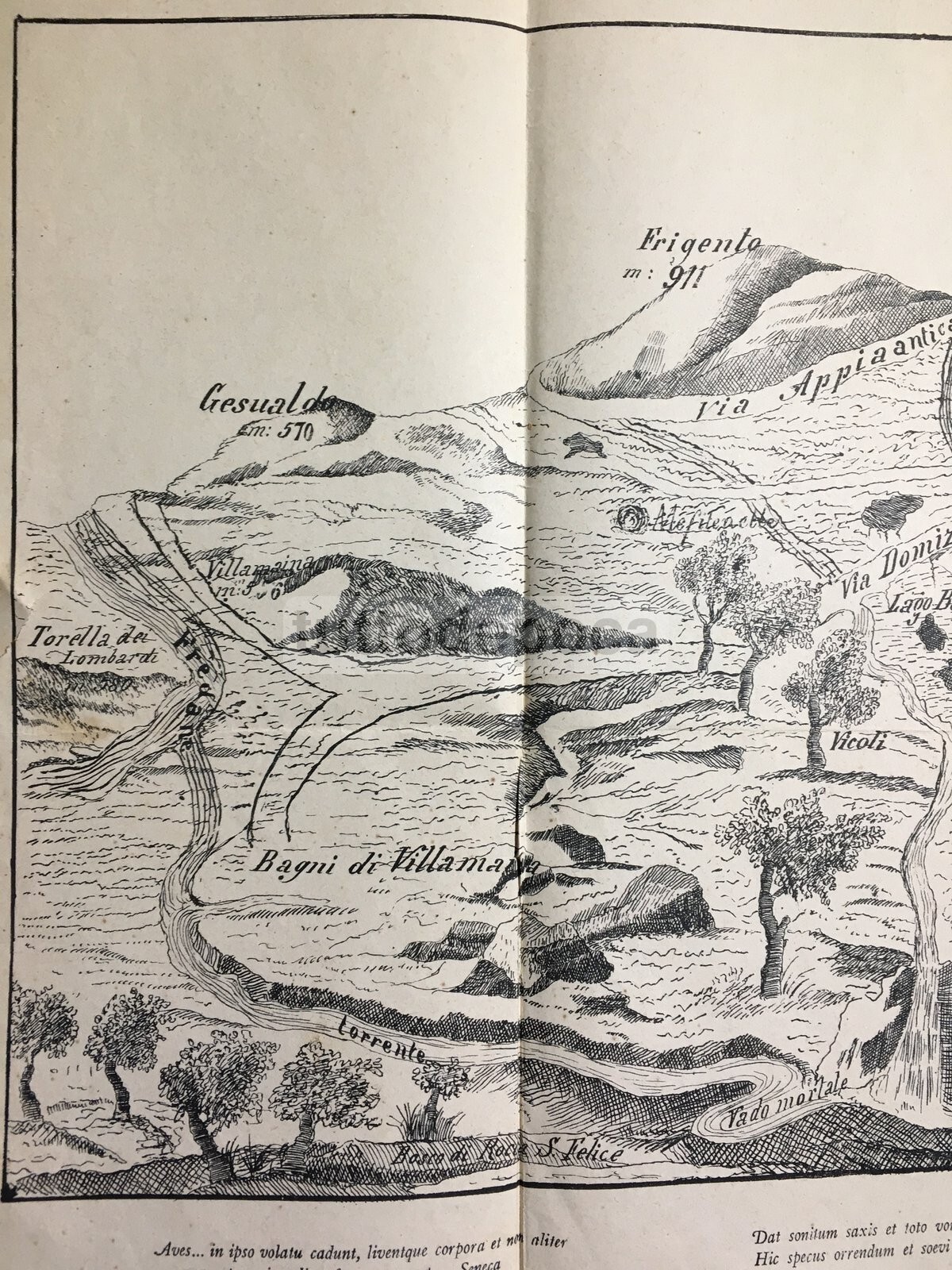 Irpinia   Valle Di Ansanto   Mefite   Villamaina   Frigento   Antica Mappa Topografica
